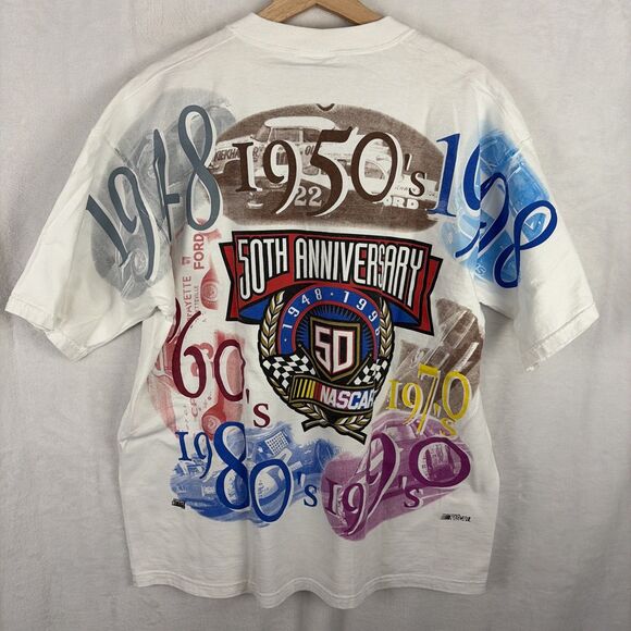 Vintage Chase Authentics 1998 All Over Print 50th Anniversary NASCAR T-shirt XL - Picture 6 of 7